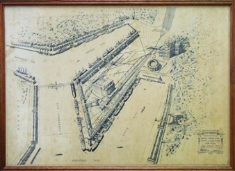 Sydney Harbour Trust Birds Eye View of Proposed Terminal Grain Elevator & Cargo Births Glebe Island Port Jackson NSW - W.W. Withers