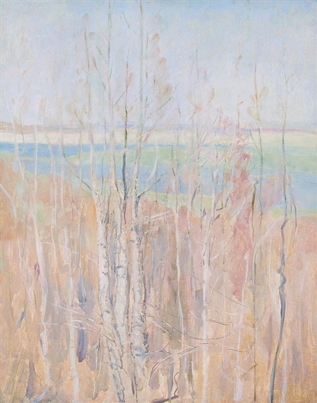 Spring landscape by Nikolai Mikhailovich Romadin, 1960s