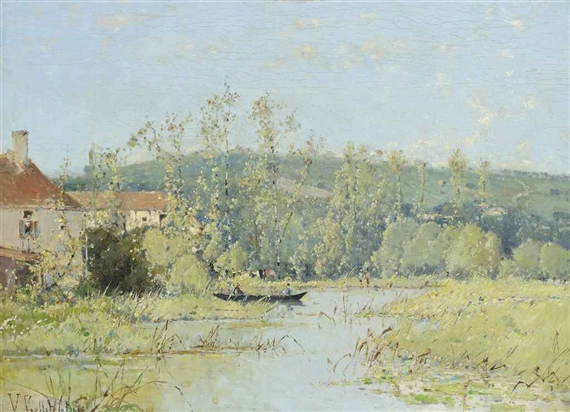 A punt on the river by Victor Viollet-le-Duc