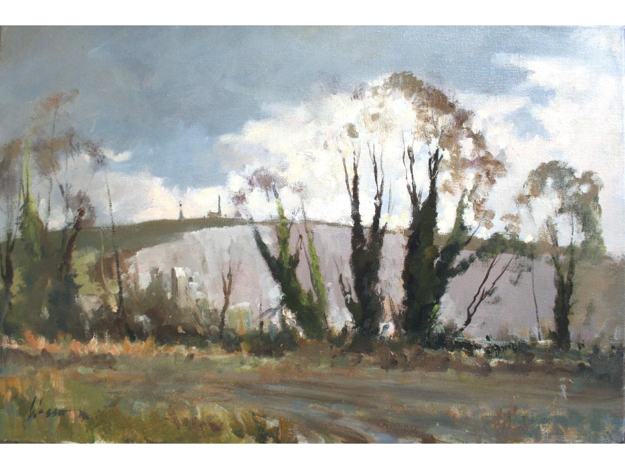 Artwork by Edward Wesson, NEAR LEWES, Made of oil on canvas
