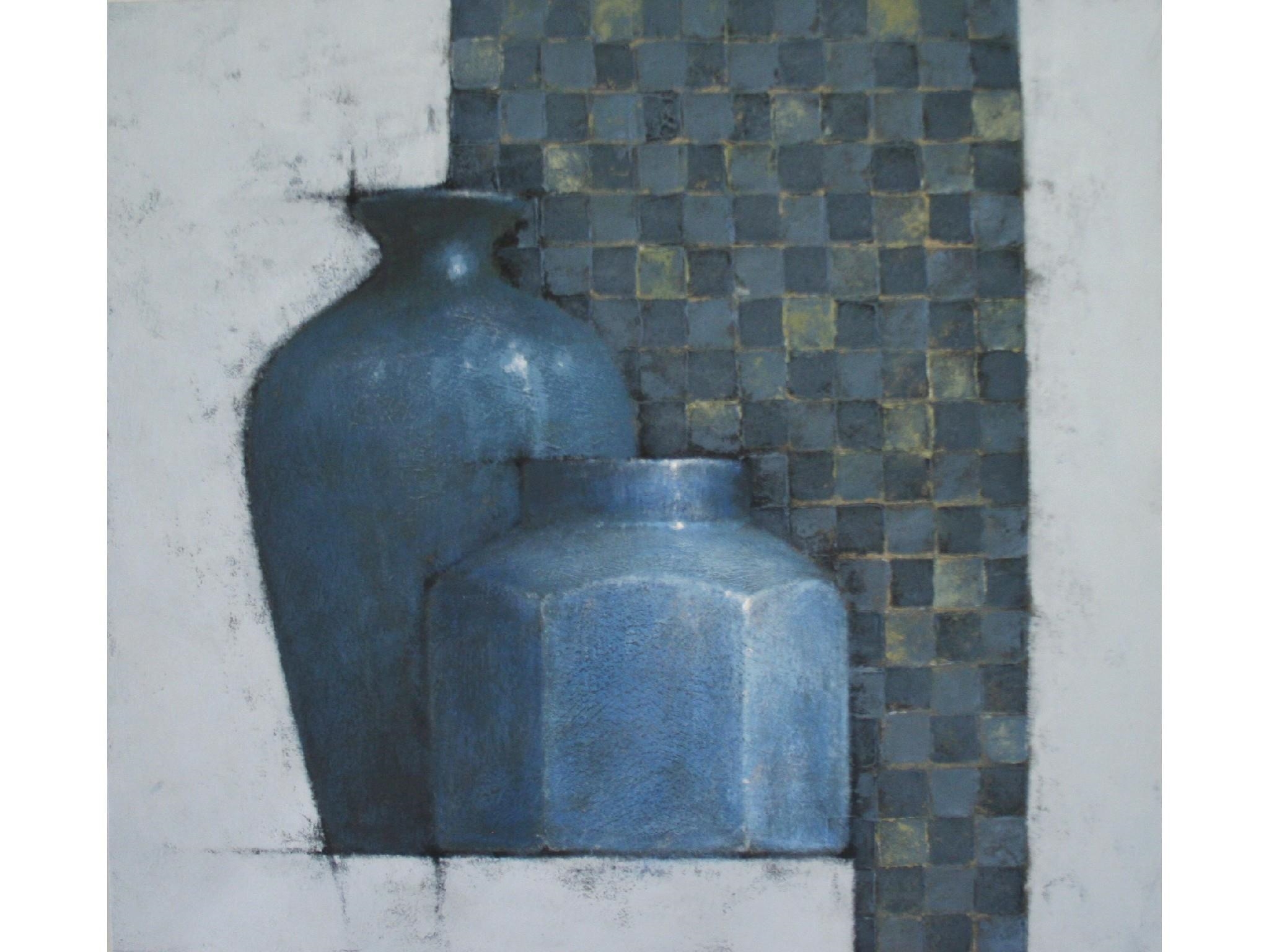 Terry Whybrow | PAINTING 47: STILL LIFE OF BLUE POTTERY | MutualArt