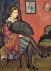PORTRAIT OF A GIRL WITH A FAN - Viktor Belanyi