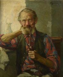 Rudolf Jelinek | OLD MAN WITH A PIPE (1955) | MutualArt
