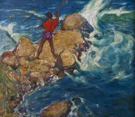 BOY FISHING by Alfred Palmer