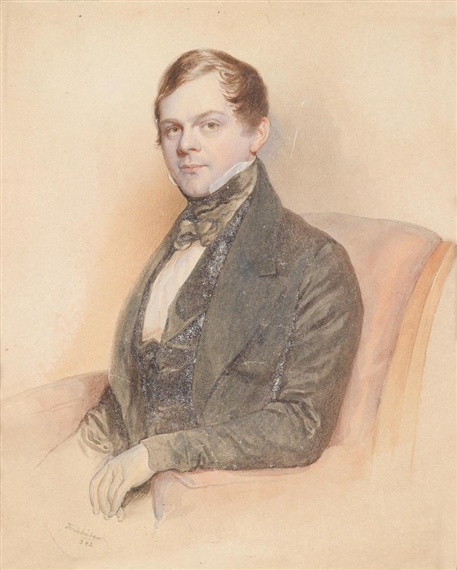 Portrait of a Young Gentleman with a Cheeky Look by Josef Kriehuber, 1842