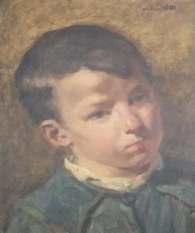 2 Works : A Portrait of a Young Girl ; A Portrait of a Young Boy - Josep Bosch Culilla