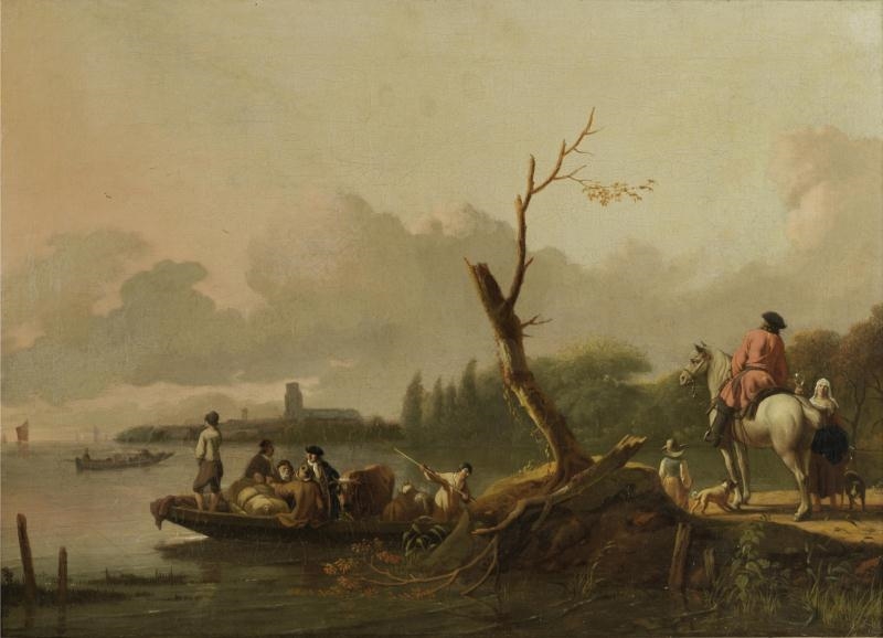 Artwork by Ludolf Backhuysen I, A river landscape, Made of oil on canvas