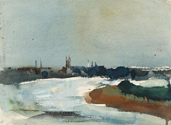 THE THAMES TOWARDS HAMMERSMITH CHISWICK by Fred Williams, 1955