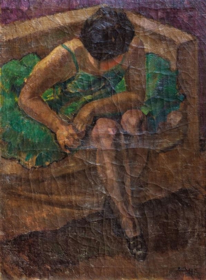 Ballerina with Green Dress by Manuel Rose