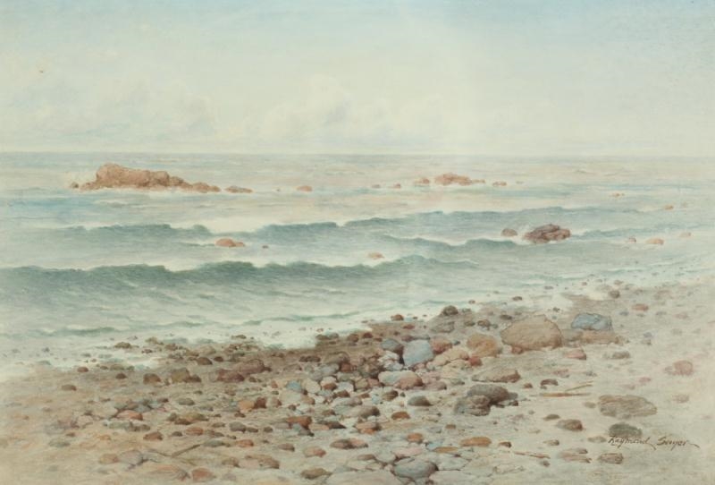 Artwork by Raymond Sayer, Rocky coastline, Made of Watercolor