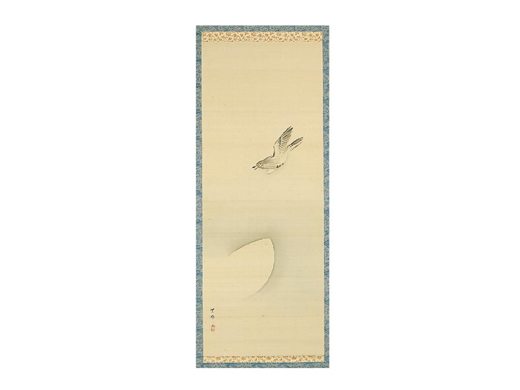 Artwork by Yokoyama Seiki, Moon with cuckoo, Made of color on silk