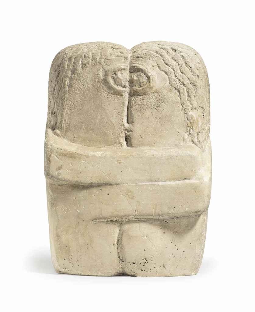 Le Baiser by Constantin Brancusi, Original stone version executed 1923-1925; this plaster version cast by 1946