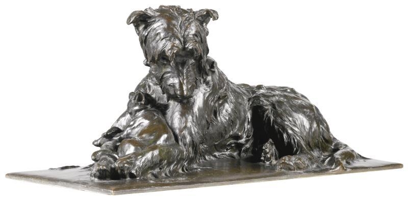 Artwork by Charles Paillet, The Two Friends, Made of Bronze, dark brown patina