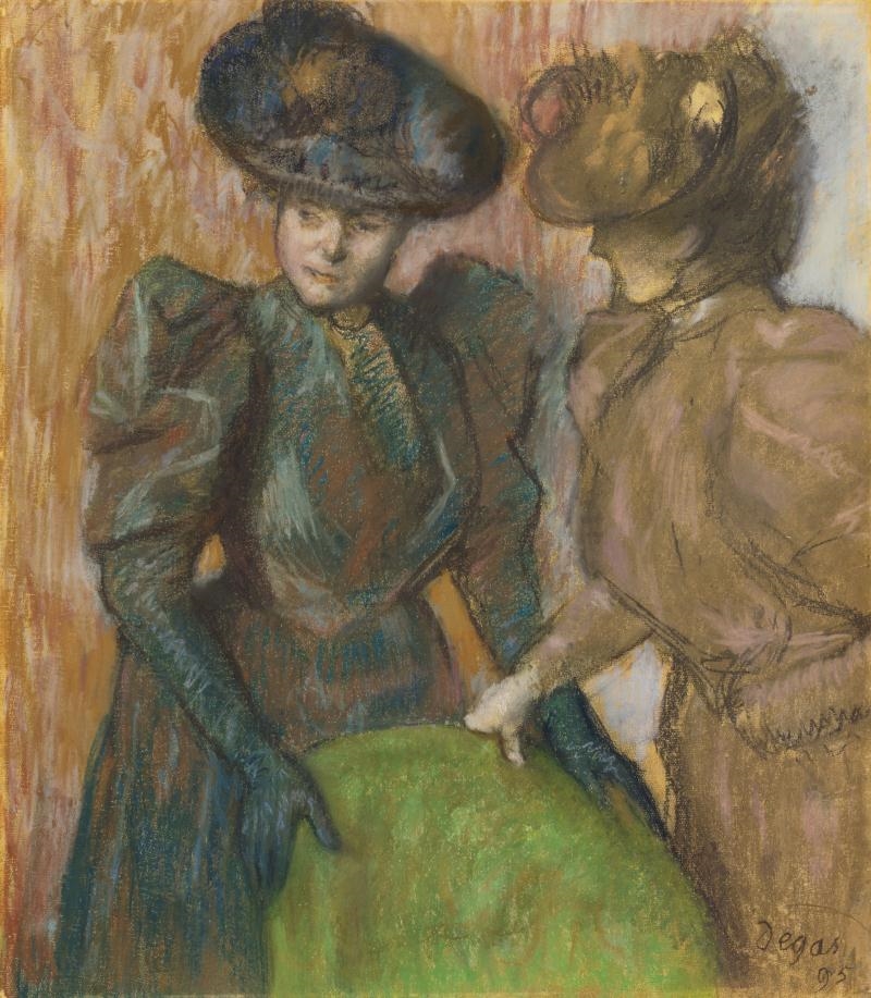 Artwork by Edgar Degas, LA CONVERSATION, Made of Pastel on paper laid down on board