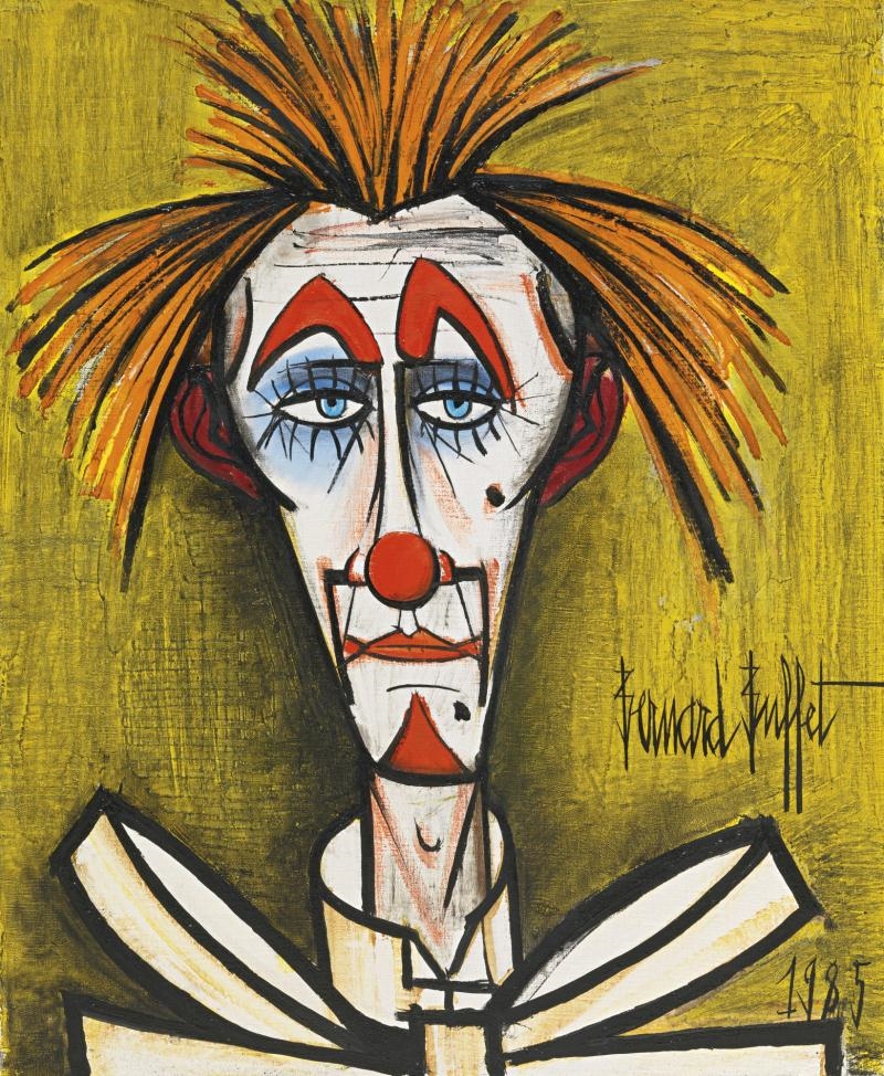 Bernard Buffet CLOWN FOND JAUNE (1985) MutualArt