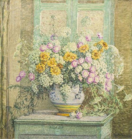 Artwork by Anna Lee Stacey, Vase of Flowers, Made of oil on canvas