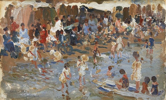 EN LA PLAYA (ON THE BEACH) by Cecilio Pla y Gallardo