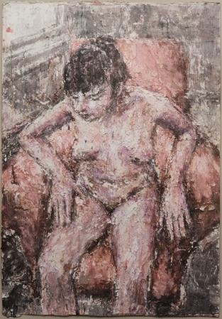Artwork by Nicholas Harding, Studio Nude, Made of ink and flash on paper