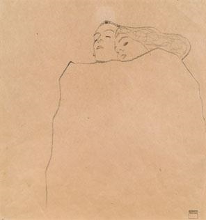 Sleeping couple by Egon Schiele, 1909