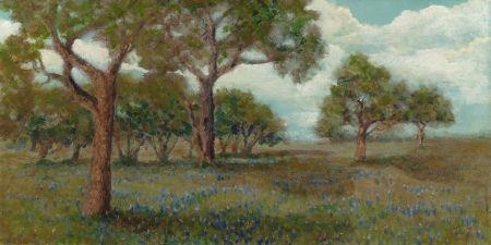 Bluebonnets and Oaks, Boerne, Texas by Carl Thomas Hoppe, 1927