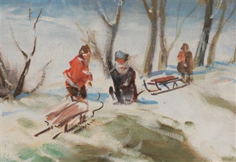 Children Sledding - Mikelos Szaboff