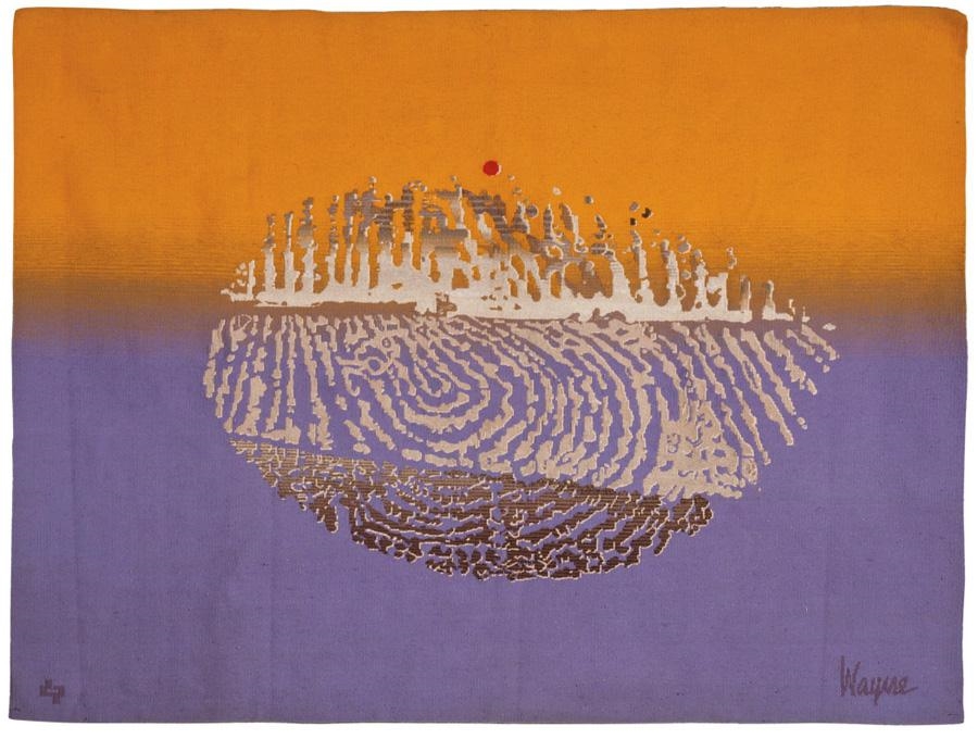 Artwork by June Wayne, 2 works; White Visa (Visa Series), Made of Woven wool tapestry