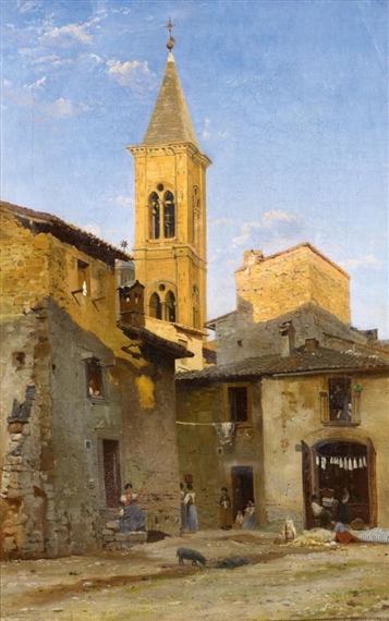 View of Sulmona in Italy by Niels Anders Bredal, 1877