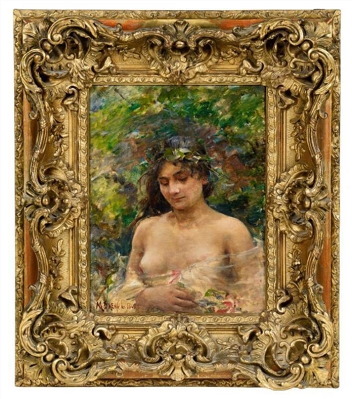 Portrait of a Young Lady as Flora by Georges Moreau de Tours