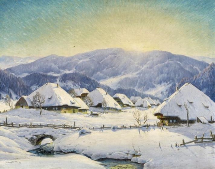 Artwork by Karl Hauptmann, Sunrise in the Black Forest, Made of Oil on canvas