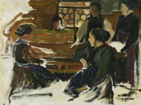 ÉTUDES POUR SAVIÉSANNES CONVERSANT by Ernest Biéler