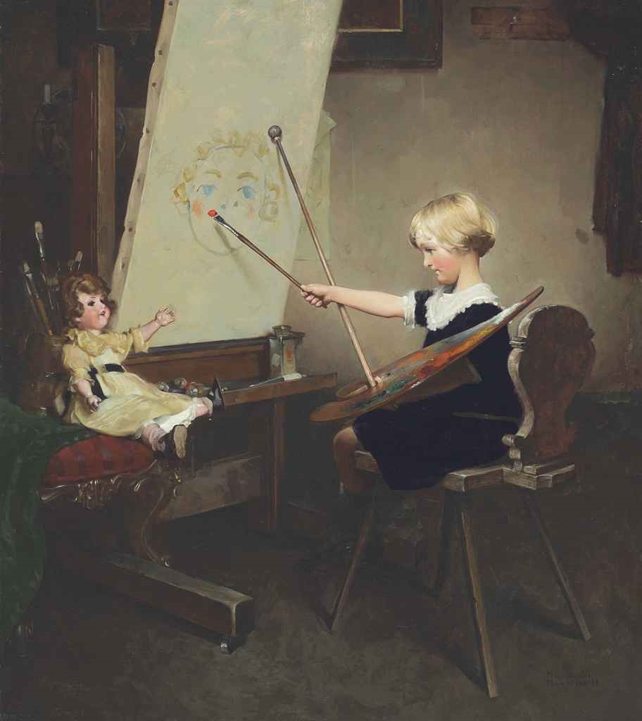Norman Rockwell | The Artist's Daughter (Little Girl with Palette at ...
