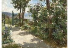 Artwork by Georges Jules Ernest Binet, Back Garden with Flowers, Made of Oil on canvas