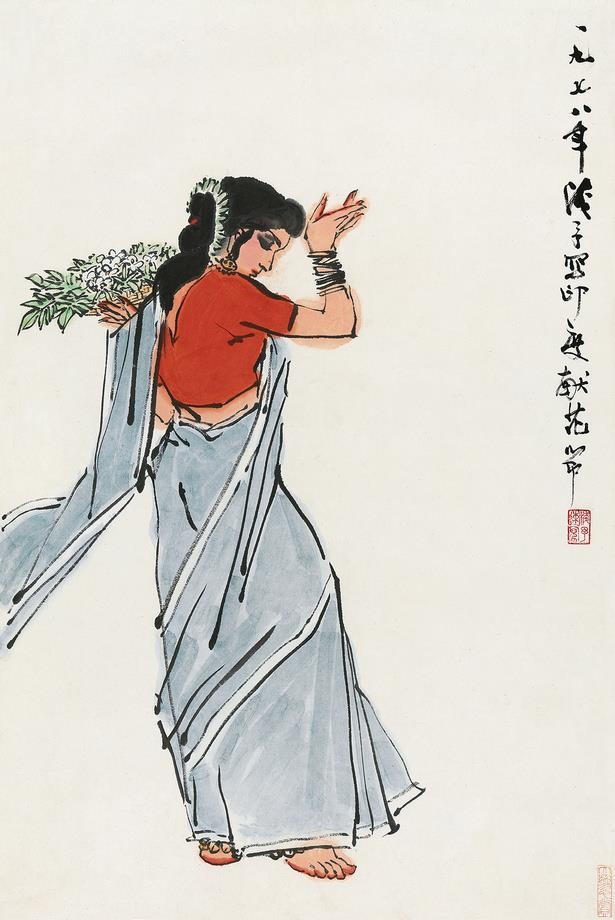 Artwork by Ye Qianyu, INDIA DANCE, Made of ink and colour on paper