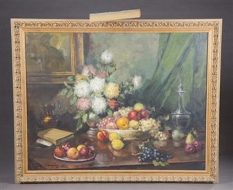 Tabletop still life with bowl of fruit - Antonis Karafyllakis