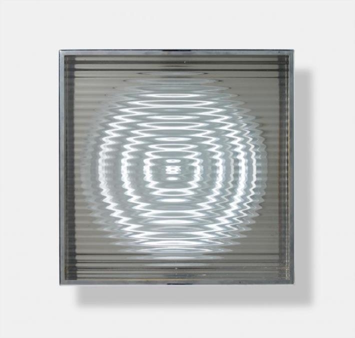 Artwork by Heinz Mack, Untitled, Made of aluminium, chromed brass, glass, wood, engine