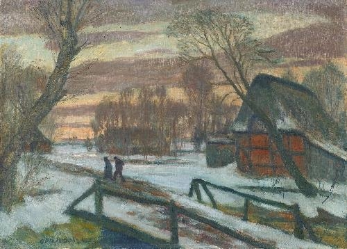 WINTERLANDSCHAFT IN FISCHERHUDE by Otto Modersohn, 1941