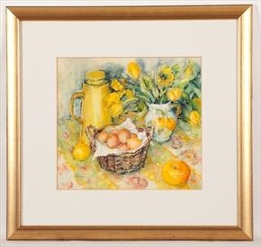 STILL LIFE WITH TULIPS AND EGGS by Marion Drummond