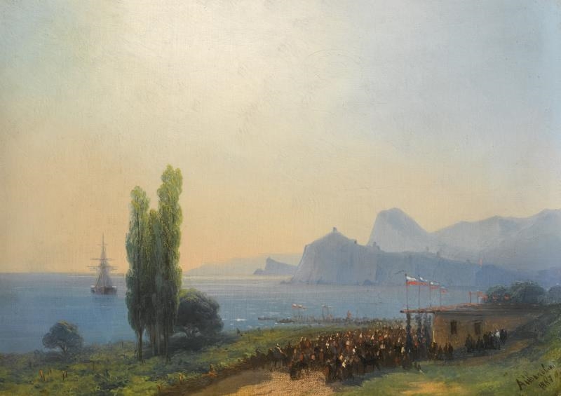 Artwork by Ivan Aivazovsky, AN IMPERIAL WELCOME AT SUDAK, Made of oil on canvas