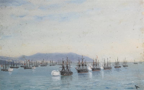 2 WORKS: A NAVAL PARADE AND VIEW OF ODESSA