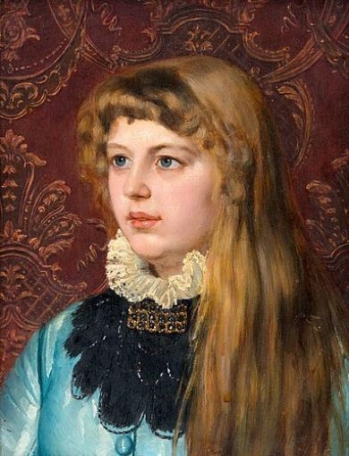 YOUNG GIRL IN AN EVENING GOWN by Arvid Liljelund, 1881
