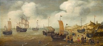 DUTCH MERCHANTMEN AND OTHERS SHIPPING OFF A ROCKY COAST - Cornelis Verbeeck