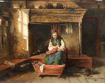 BABY BEING FED - Adolf von Becker