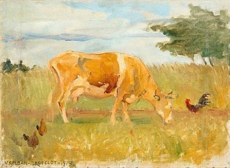 A COW IN THE MEADOW by Venny Soldan-Brofeldt, 1919