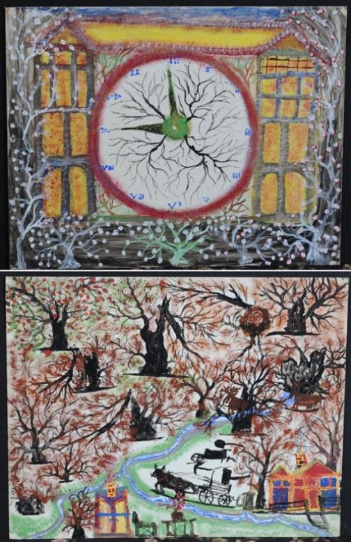 Artwork by John Roeder, The Blind Man together with The Best Man, Made of oil on board