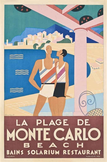 LA PLAGE DE MONTE CARLO by Michel Bouchaud, 1929