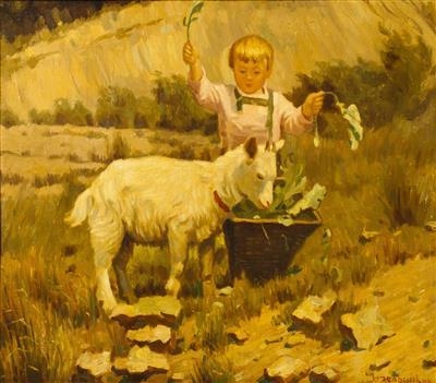 Dimitri Semakov | Boy with a Kid Goat (20th Century) | MutualArt