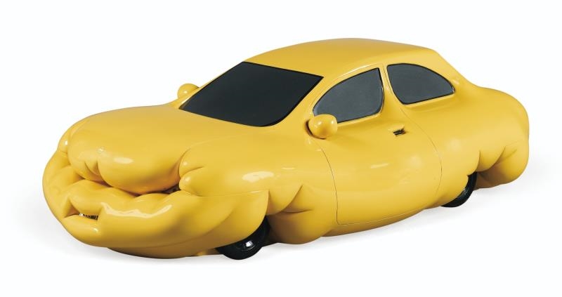 Artwork by Erwin Wurm, FAT CAR, Made of metallic paint, styrofoam and polyester