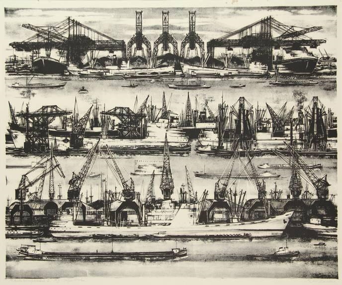 Artwork by E. van Zanden, Havencompositie II, Made of Lithograph