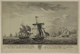 Ongemeene dapperheyt der Vlissinger Kaper Kapt. Jarry. In het veroveren en uijt het Engelsch Convoij sleepen van een Koolhaalder niet tegenstaande het sterk schieten der Convoijers op den - Jan Kobell I