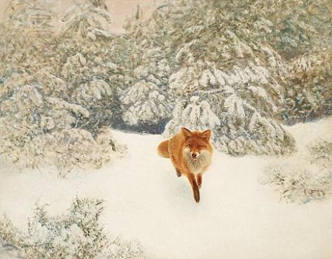 Winter landscape with fox by Bruno Liljefors, 1907